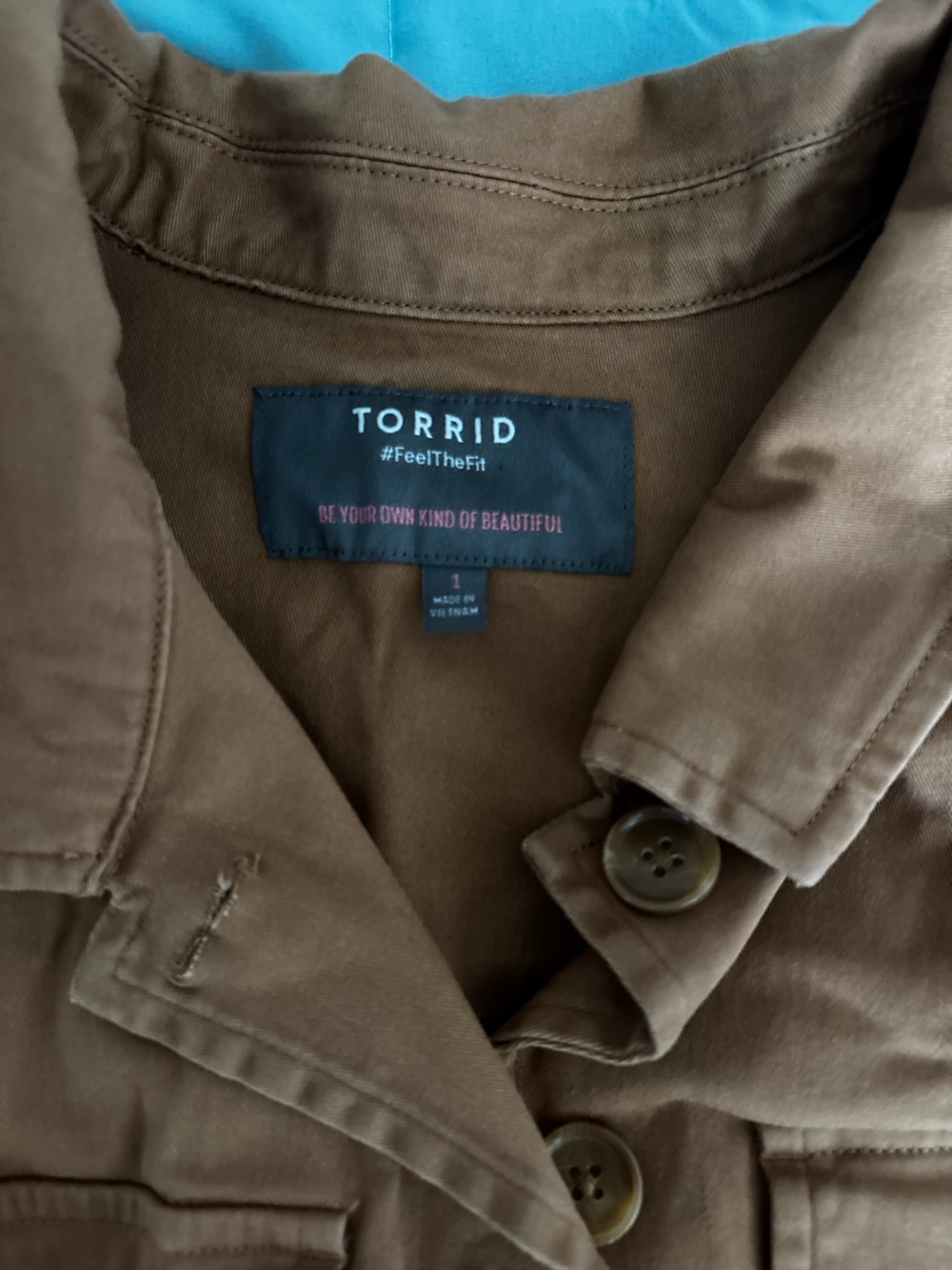 torrid brown button-front utility jacket with peplum waist - Picture 4 of 4